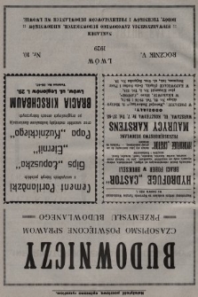 Budowniczy : organ Stowarzyszenia Zawodowego Budowniczych, Kierowników Robót, Techników i Przemysłowców Budowlanych we Lwowie. 1929, nr 10