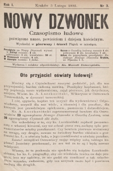 Nowy Dzwonek : czasopismo ludowe poświęcone nauce, powieściom i dziejom kościelnym. 1893, nr 3