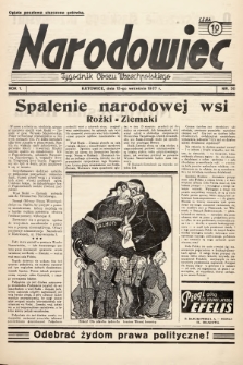 Narodowiec : tygodnik Obozu Wszechpolskiego. 1937, nr 20