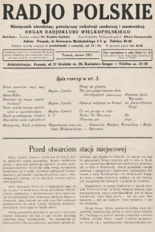 Radjo Polskie : miesięcznik niezależny, poświęcony radjofonji naukowej i amatorskiej : organ Radjoklubu Wielkopolskiego. 1927, nr 3