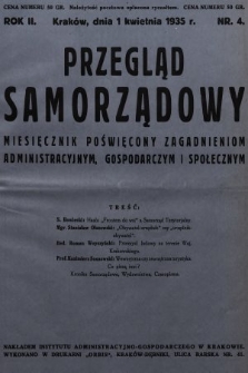 Przegląd Samorządowy : miesięcznik poświęcony zagadnieniom administracyjnym, gospodarczym i społecznym. 1935, nr 4