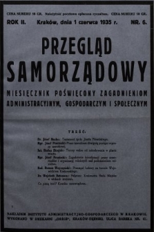 Przegląd Samorządowy : miesięcznik poświęcony zagadnieniom administracyjnym, gospodarczym i społecznym. 1935, nr 6
