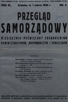 Przegląd Samorządowy : miesięcznik poświęcony zagadnieniom administracyjnym, gospodarczym i społecznym. 1936, nr 3