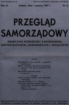 Przegląd Samorządowy : miesięcznik poświęcony zagadnieniom administracyjnym, gospodarczym i społecznym. 1937, nr 6