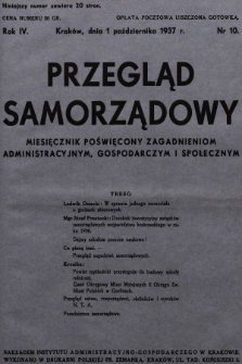 Przegląd Samorządowy : miesięcznik poświęcony zagadnieniom administracyjnym, gospodarczym i społecznym. 1937, nr 10