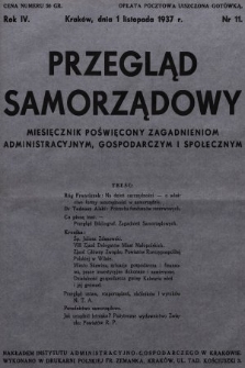 Przegląd Samorządowy : miesięcznik poświęcony zagadnieniom administracyjnym, gospodarczym i społecznym. 1937, nr 11
