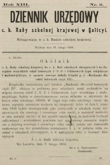 Dziennik Urzędowy c. k. Rady szkolnej krajowej w Galicyi. 1909, nr 6