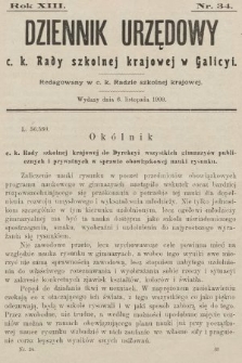 Dziennik Urzędowy c. k. Rady szkolnej krajowej w Galicyi. 1909, nr 34