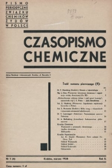 Czasopismo Chemiczne : pismo periodyczne Związku Chemików Żydów w Polsce. 1938, nr 1