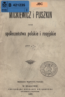 Mickiewicz i Puszkin oraz społeczeństwa polskie i rosyjskie