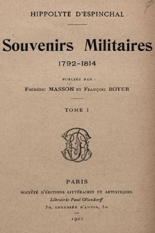 Souvenirs militaires : 1792-1814. T. 1