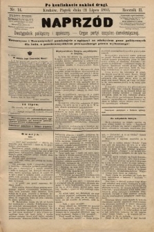 Naprzód : dwutygodnik polityczny i społeczny : organ partyi socyalno-demokratycznej. 1893, nr 14 (po konfiskacie nakład drugi)