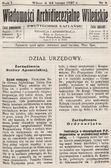 Wiadomości Archidiecezjalne Wileńskie : dwutygodnik kapłański. 1927, nr 4
