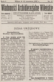 Wiadomości Archidiecezjalne Wileńskie : dwutygodnik kapłański. 1927, nr 17