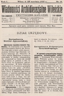 Wiadomości Archidiecezjalne Wileńskie : dwutygodnik kapłański. 1927, nr 18