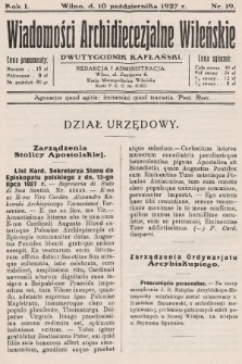 Wiadomości Archidiecezjalne Wileńskie : dwutygodnik kapłański. 1927, nr 19