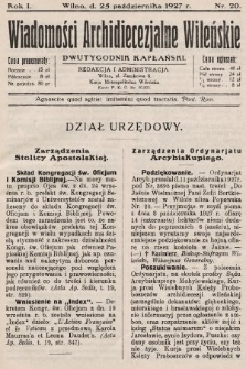 Wiadomości Archidiecezjalne Wileńskie : dwutygodnik kapłański. 1927, nr 20