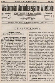 Wiadomości Archidiecezjalne Wileńskie : dwutygodnik kapłański. 1927, nr 23
