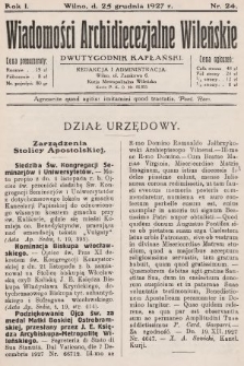 Wiadomości Archidiecezjalne Wileńskie : dwutygodnik kapłański. 1927, nr 24