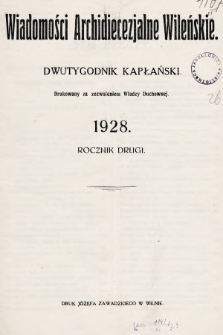 Wiadomości Archidiecezjalne Wileńskie : dwutygodnik kapłański. 1928, spis rzeczy