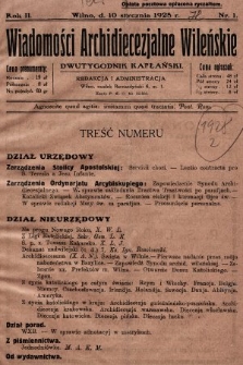 Wiadomości Archidiecezjalne Wileńskie : dwutygodnik kapłański. 1928, nr 1