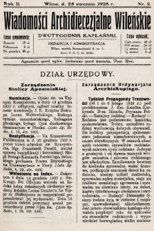Wiadomości Archidiecezjalne Wileńskie : dwutygodnik kapłański. 1928, nr 2