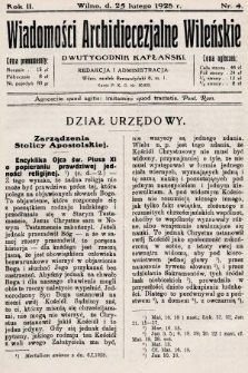 Wiadomości Archidiecezjalne Wileńskie : dwutygodnik kapłański. 1928, nr 4