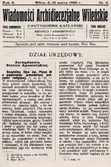 Wiadomości Archidiecezjalne Wileńskie : dwutygodnik kapłański. 1928, nr 5