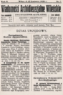 Wiadomości Archidiecezjalne Wileńskie : dwutygodnik kapłański. 1928, nr 7