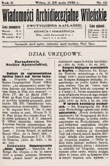 Wiadomości Archidiecezjalne Wileńskie : dwutygodnik kapłański. 1928, nr 10
