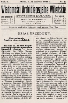 Wiadomości Archidiecezjalne Wileńskie : dwutygodnik kapłański. 1928, nr 11