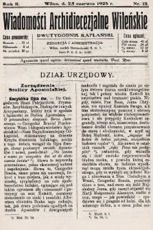 Wiadomości Archidiecezjalne Wileńskie : dwutygodnik kapłański. 1928, nr 12