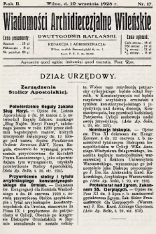Wiadomości Archidiecezjalne Wileńskie : dwutygodnik kapłański. 1928, nr 17