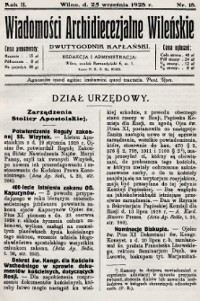 Wiadomości Archidiecezjalne Wileńskie : dwutygodnik kapłański. 1928, nr 18