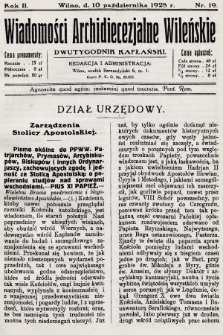 Wiadomości Archidiecezjalne Wileńskie : dwutygodnik kapłański. 1928, nr 19