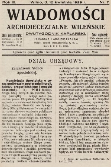 Wiadomości Archidiecezjalne Wileńskie : dwutygodnik kapłański. 1929, nr 7