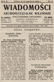 Wiadomości Archidiecezjalne Wileńskie : dwutygodnik kapłański. 1929, nr 11