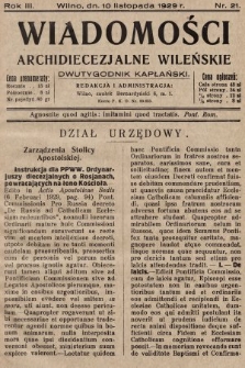 Wiadomości Archidiecezjalne Wileńskie : dwutygodnik kapłański. 1929, nr 21