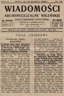 Wiadomości Archidiecezjalne Wileńskie : dwutygodnik kapłański. 1929, nr 23