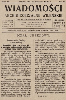 Wiadomości Archidiecezjalne Wileńskie : dwutygodnik kapłański. 1930, nr 5