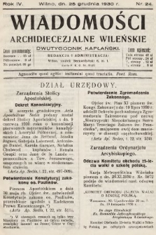 Wiadomości Archidiecezjalne Wileńskie : dwutygodnik kapłański. 1930, nr 24