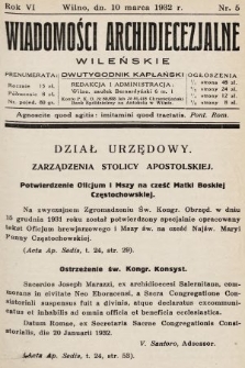 Wiadomości Archidiecezjalne Wileńskie : dwutygodnik kapłański. 1932, nr 5