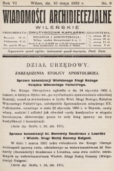 Wiadomości Archidiecezjalne Wileńskie : dwutygodnik kapłański. 1932, nr 9