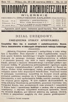 Wiadomości Archidiecezjalne Wileńskie : dwutygodnik kapłański. 1932, nr 11-12