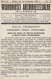 Wiadomości Archidiecezjalne Wileńskie : dwutygodnik kapłański. 1932, nr 17