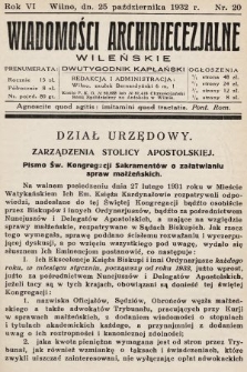 Wiadomości Archidiecezjalne Wileńskie : dwutygodnik kapłański. 1932, nr 20