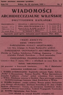 Wiadomości Archidiecezjalne Wileńskie : dwutygodnik kapłański. 1933, nr 2