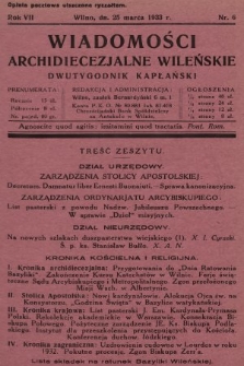 Wiadomości Archidiecezjalne Wileńskie : dwutygodnik kapłański. 1933, nr 6