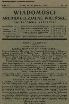 Wiadomości Archidiecezjalne Wileńskie : dwutygodnik kapłański. 1933, nr 23