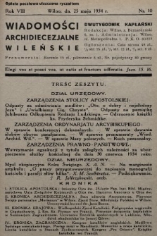 Wiadomości Archidiecezjalne Wileńskie : dwutygodnik kapłański. 1934, nr 10